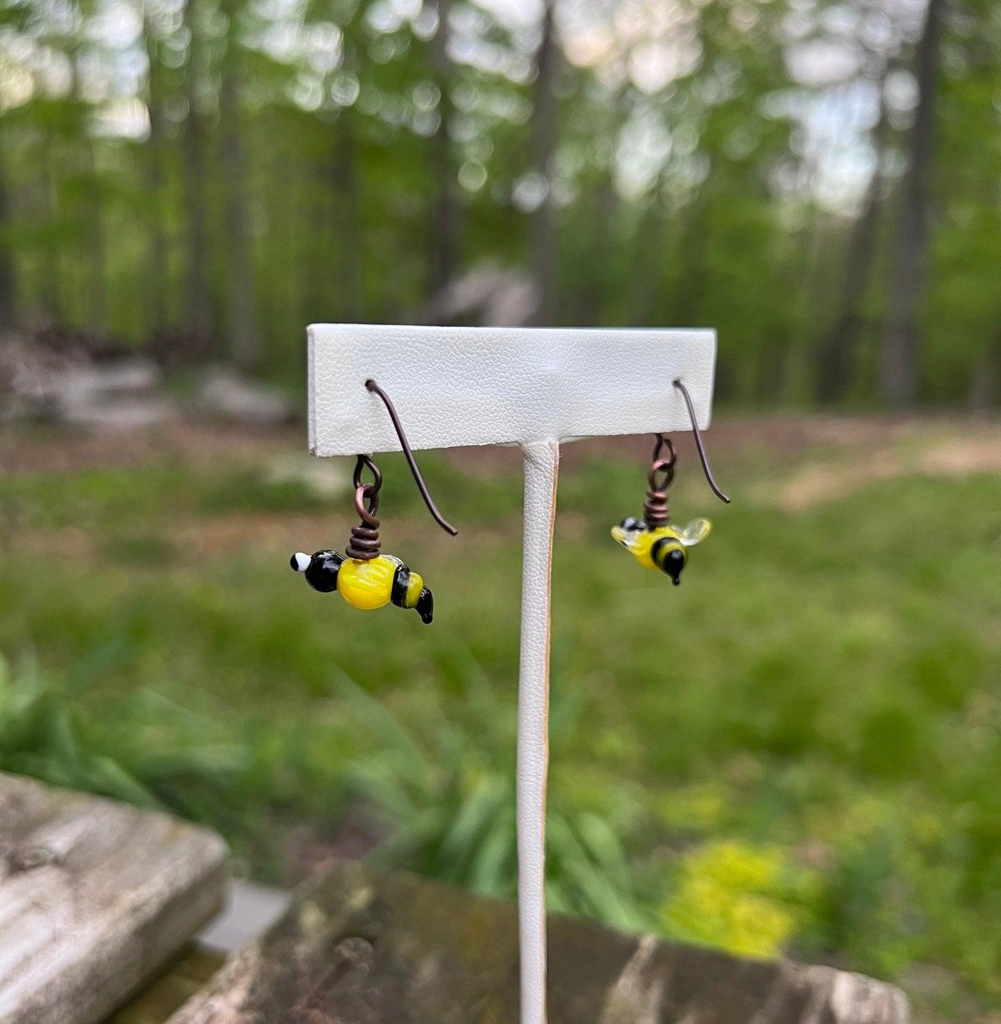 Glass Bee Earrings
