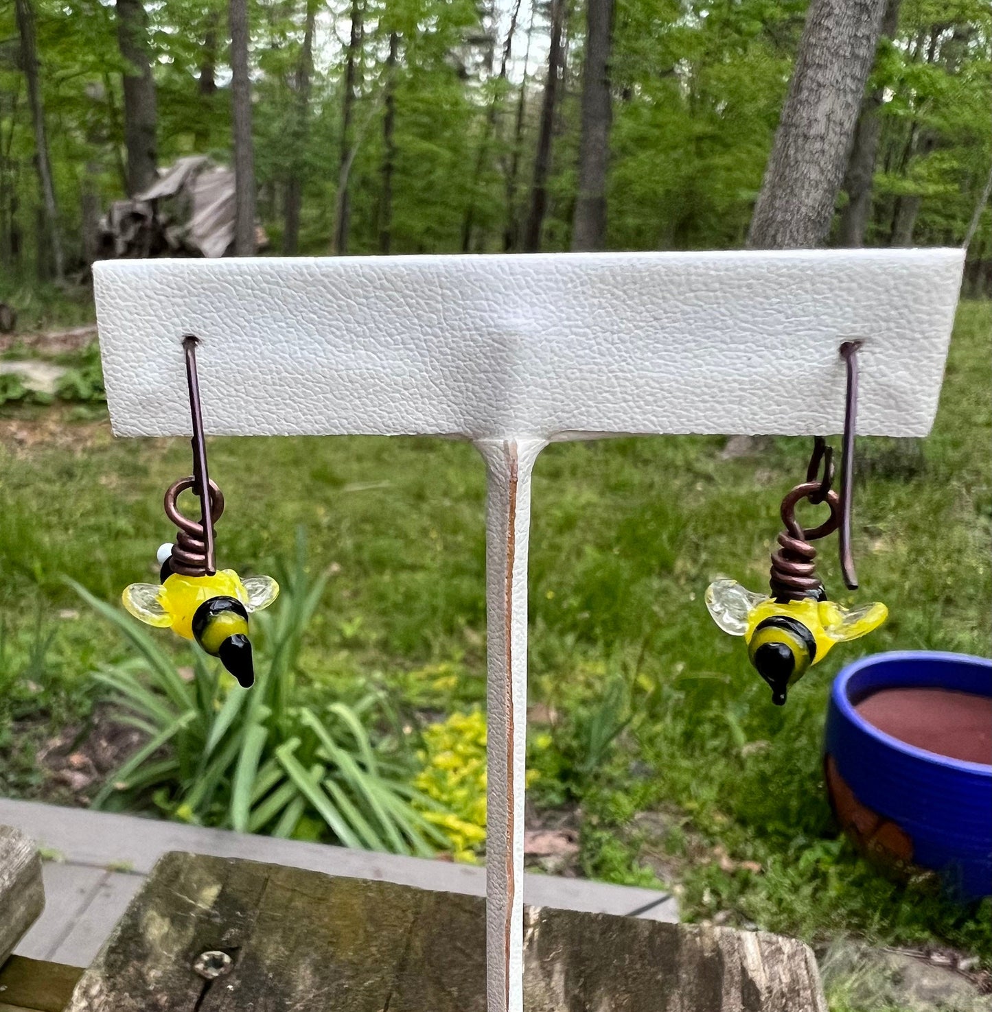 Glass Bee Earrings