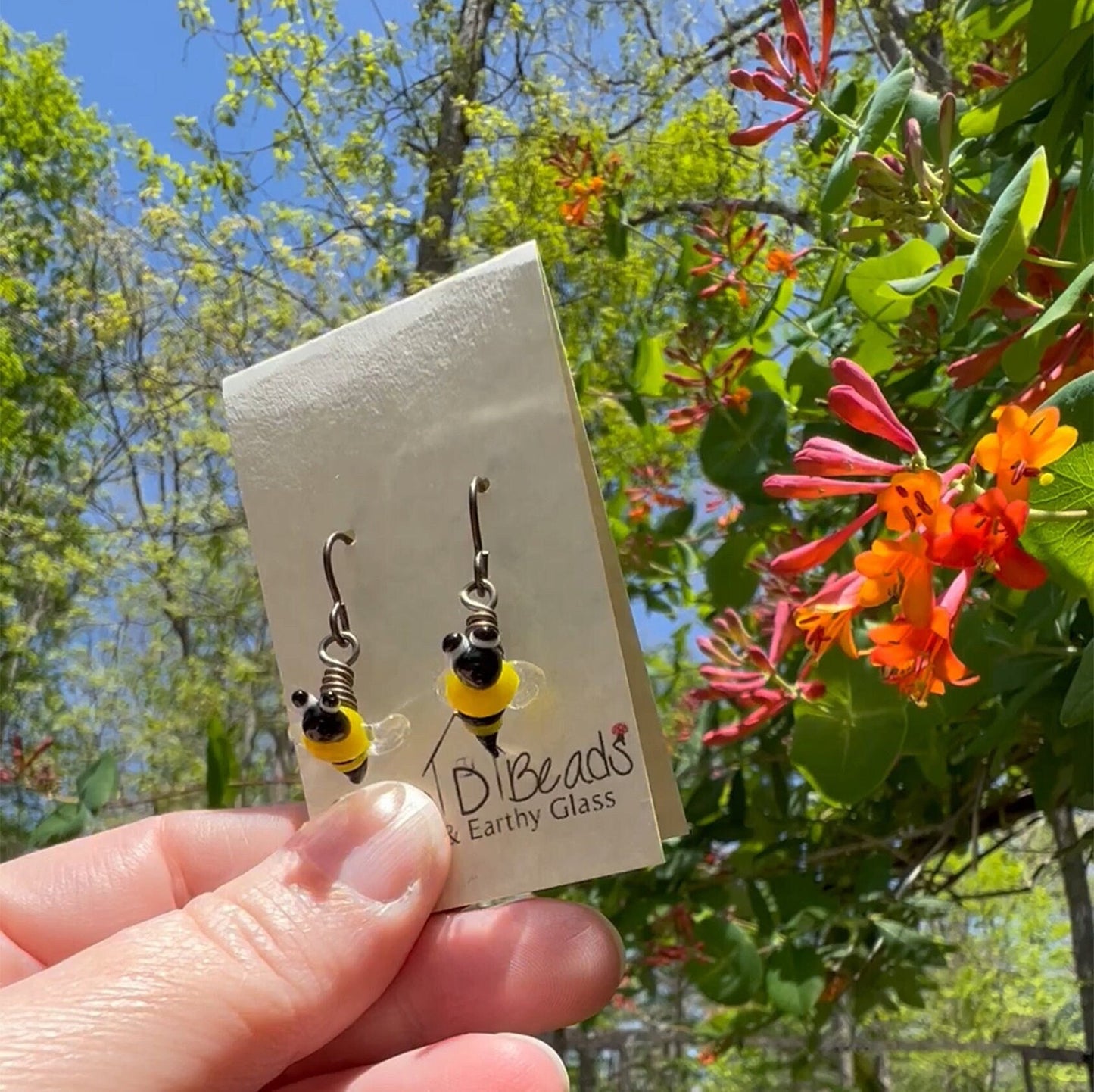 Glass Bee Earrings