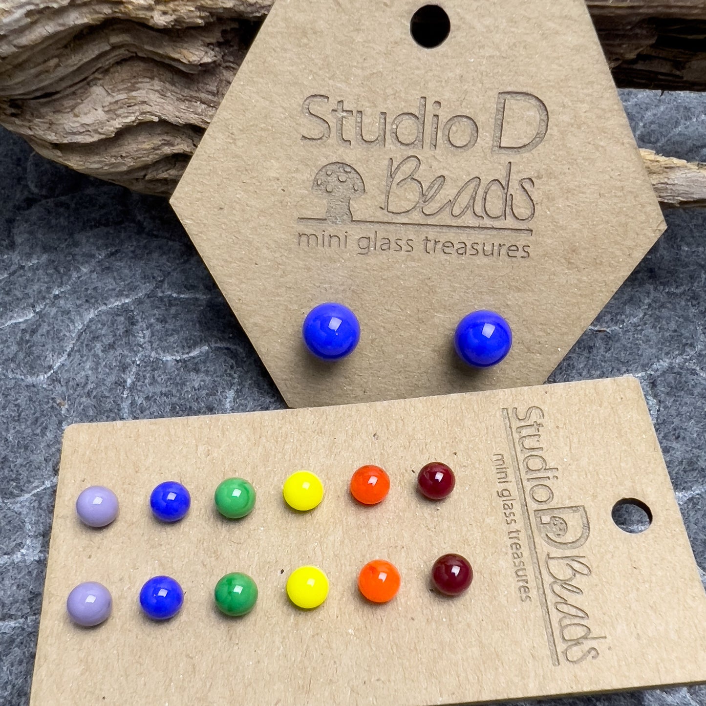 Flame Torched Glass Earrings - Rainbow Colors