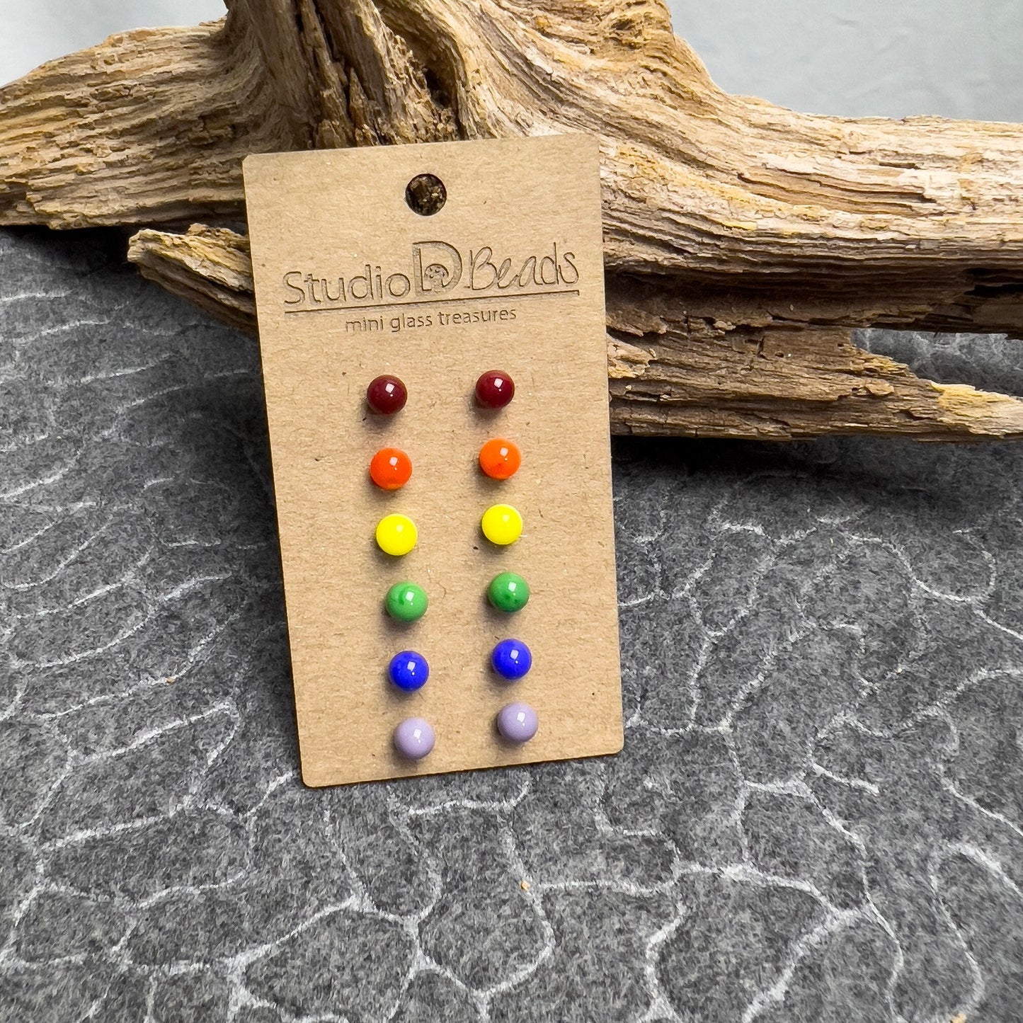 Flame Torched Glass Earrings - Rainbow Colors