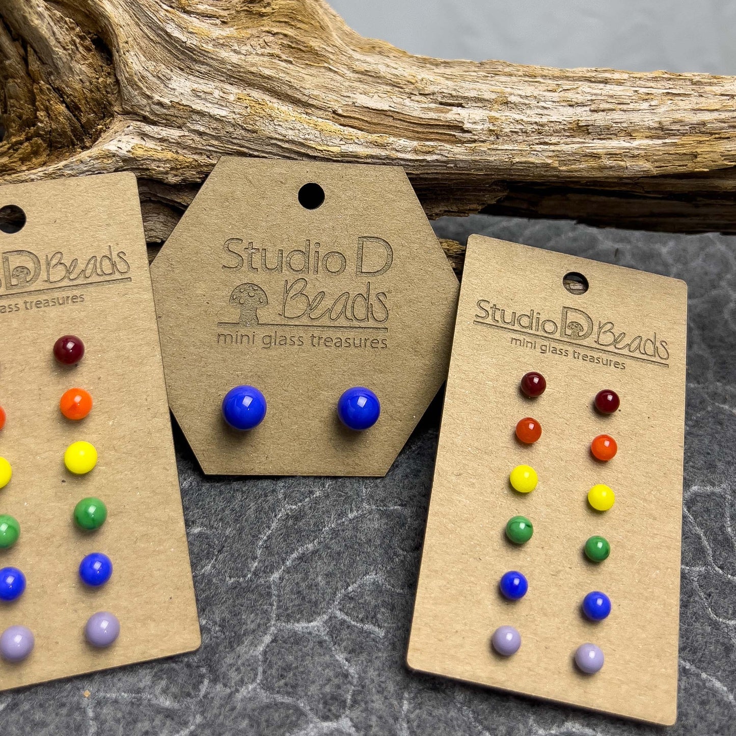 Flame Torched Glass Earrings - Rainbow Colors