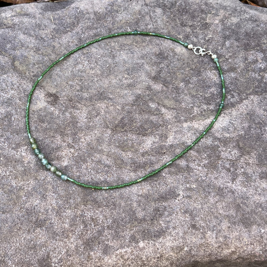 Gemstone and Seed Bead Necklace in Green