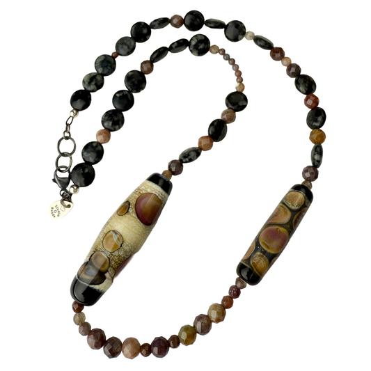 Lampwork and Gemstone Necklace in Purple
